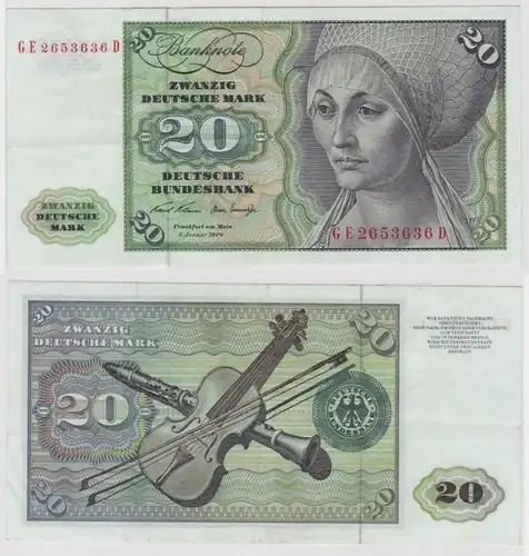 T133815 Banknote 20 DM Deutsche Mark Ro. 271b Schein 2.Jan. 1970 KN GE 2653636 D