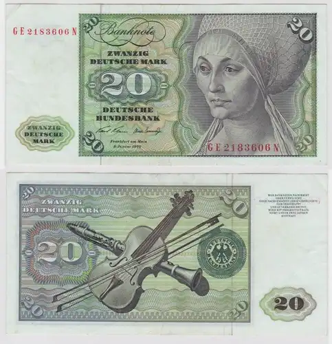 T133795 Banknote 20 DM Deutsche Mark Ro. 271b Schein 2.Jan. 1970 KN GE 2183606 N