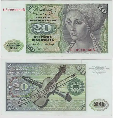 T133290 Banknote 20 DM Deutsche Mark Ro. 271b Schein 2.Jan. 1970 KN GE 0229066 W