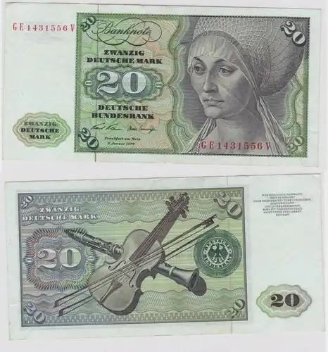 T132110 Banknote 20 DM Deutsche Mark Ro. 271b Schein 2.Jan. 1970 KN GE 1431556 V