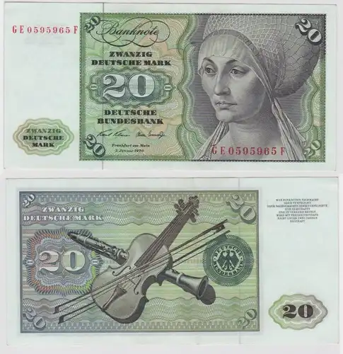T131698 Banknote 20 DM Deutsche Mark Ro. 271b Schein 2.Jan. 1970 KN GE 0595965 F