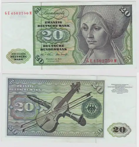 T130701 Banknote 20 DM Deutsche Mark Ro. 271b Schein 2.Jan. 1970 KN GE 4502750 M