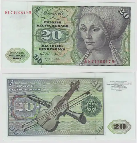 T130605 Banknote 20 DM Deutsche Mark Ro. 271b Schein 2.Jan. 1970 KN GE 7410817 M