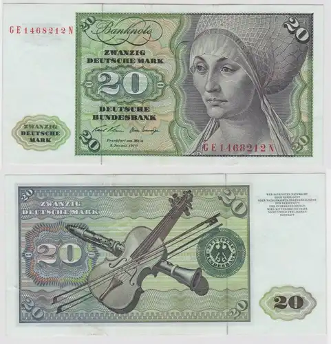 T130575 Banknote 20 DM Deutsche Mark Ro. 271b Schein 2.Jan. 1970 KN GE 1468212 N