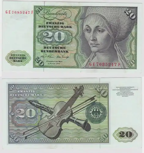 T130298 Banknote 20 DM Deutsche Mark Ro. 271b Schein 2.Jan. 1970 KN GE 7685247 F