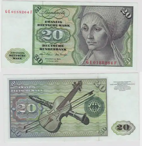 T119916 Banknote 20 DM Deutsche Mark Ro. 271b Schein 2.Jan. 1970 KN GE 0188264 F