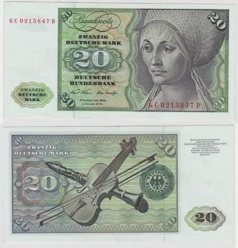 T119812 Banknote 20 DM Deutsche Mark Ro. 271a Schein 2.Jan. 1970 KN GC 9215847 D