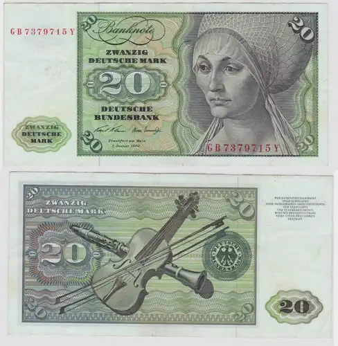T119754 Banknote 20 DM Deutsche Mark Ro. 271a Schein 2.Jan. 1970 KN GB 7379715 Y