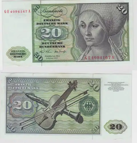 T119549 Banknote 20 DM Deutsche Mark Ro. 271b Schein 2.Jan. 1970 KN GE 4094167 A