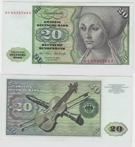 T118797 Banknote 20 DM Deutsche Mark Ro. 271a Schein 2.Jan. 1970 KN GC 0836704 E