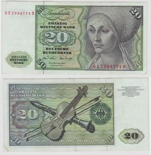 T118650 Banknote 20 DM Deutsche Mark Ro. 271b Schein 2.Jan. 1970 KN GE 7394771 D
