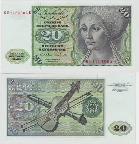 T118416 Banknote 20 DM Deutsche Mark Ro. 271b Schein 2.Jan. 1970 KN GE 1464605 R