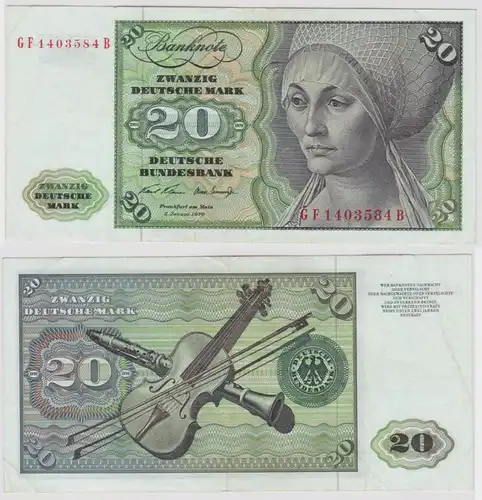 T118398 Banknote 20 DM Deutsche Mark Ro. 271b Schein 2.Jan. 1970 KN GF 1403584 B