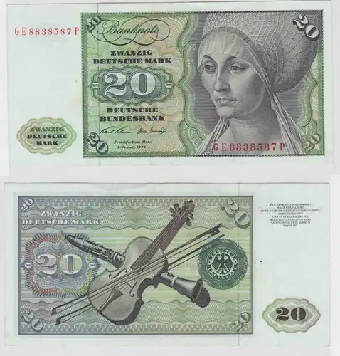 T118246 Banknote 20 DM Deutsche Mark Ro. 271b Schein 2.Jan. 1970 KN GE 8838587 P