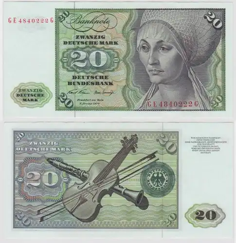 T117681 Banknote 20 DM Deutsche Mark Ro. 271b Schein 2.Jan. 1970 KN GE 4840222 G
