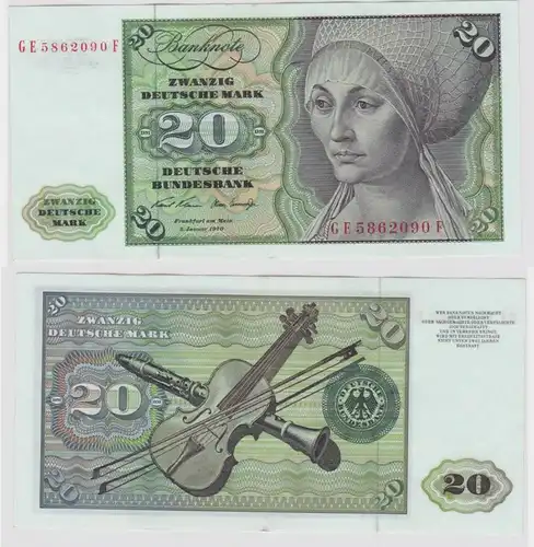T117625 Banknote 20 DM Deutsche Mark Ro. 271b Schein 2.Jan. 1970 KN GE 5862090 F