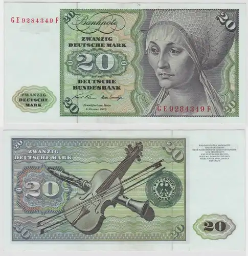 T117583 Banknote 20 DM Deutsche Mark Ro. 271b Schein 2.Jan. 1970 KN GE 9284349 F