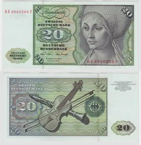 T117559 Banknote 20 DM Deutsche Mark Ro. 271b Schein 2.Jan. 1970 KN GE 3048308 F