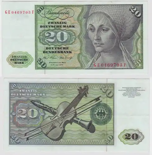T117109 Banknote 20 DM Deutsche Mark Ro. 271b Schein 2.Jan. 1970 KN GE 0469703 F