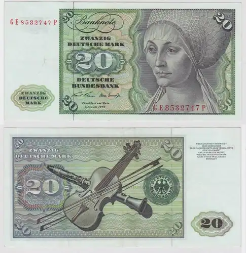 T116613 Banknote 20 DM Deutsche Mark Ro. 271b Schein 2.Jan. 1970 KN GE 8532747 P