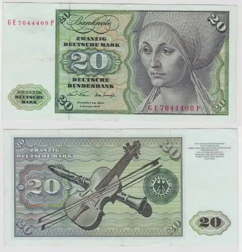 T116501 Banknote 20 DM Deutsche Mark Ro. 271b Schein 2.Jan. 1970 KN GE 7644408 P