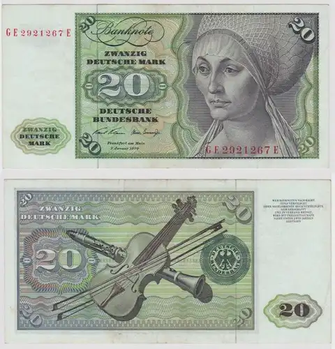 T116317 Banknote 20 DM Deutsche Mark Ro. 271b Schein 2.Jan. 1970 KN GE 2921267 E