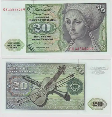 T115975 Banknote 20 DM Deutsche Mark Ro. 271b Schein 2.Jan. 1970 KN GE 3358524 G