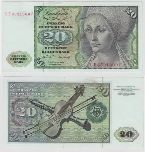T115864 Banknote 20 DM Deutsche Mark Ro. 271b Schein 2.Jan. 1970 KN GE 8521900 P