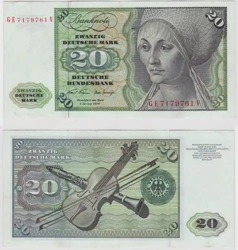 T115768 Banknote 20 DM Deutsche Mark Ro. 271b Schein 2.Jan. 1970 KN GE 7179761 V