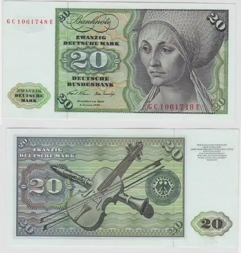 T115595 Banknote 20 DM Deutsche Mark Ro. 271a Schein 2.Jan. 1970 KN GC 1061748 E