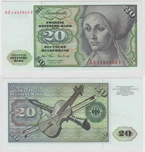 T115557 Banknote 20 DM Deutsche Mark Ro. 271b Schein 2.Jan. 1970 KN GE 1431055 V