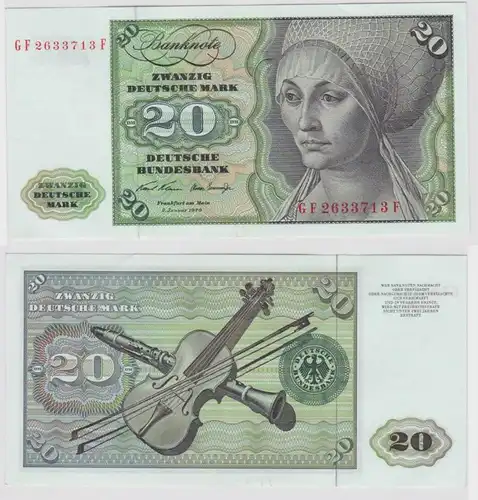 T114451 Banknote 20 DM Deutsche Mark Ro. 271b Schein 2.Jan. 1970 KN GF 2633713 F