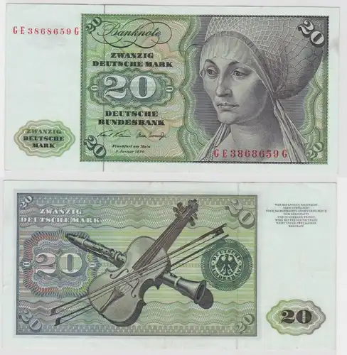 T114387 Banknote 20 DM Deutsche Mark Ro. 271b Schein 2.Jan. 1970 KN GE 3868659 G