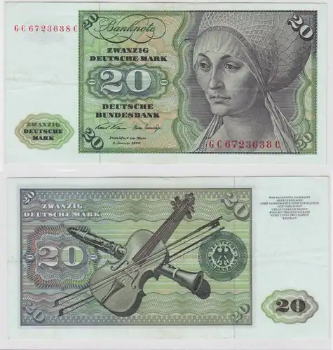 T114250 Banknote 20 DM Deutsche Mark Ro. 271a Schein 2.Jan. 1970 KN GC 6723638 C