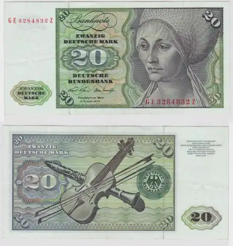 T114143 Banknote 20 DM Deutsche Mark Ro. 271b Schein 2.Jan. 1970 KN GE 3284832 Z