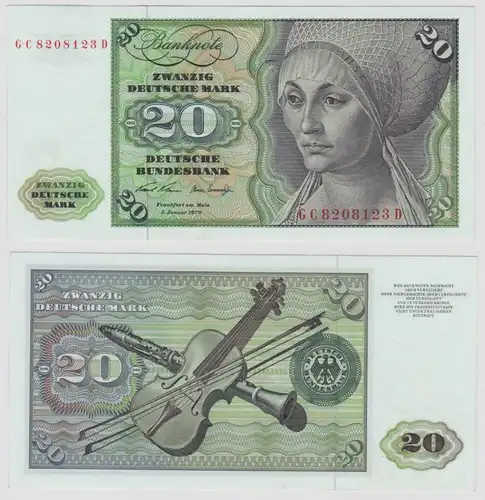T114060 Banknote 20 DM Deutsche Mark Ro. 271a Schein 2.Jan. 1970 KN GC 8208123 D