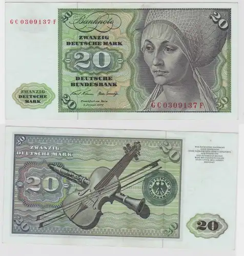 T114015 Banknote 20 DM Deutsche Mark Ro. 271a Schein 2.Jan. 1970 KN GC 0309137 F
