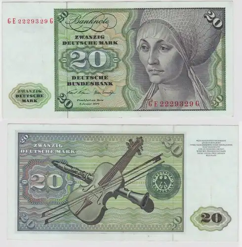 T114014 Banknote 20 DM Deutsche Mark Ro. 271b Schein 2.Jan. 1970 KN GE 2229329 G