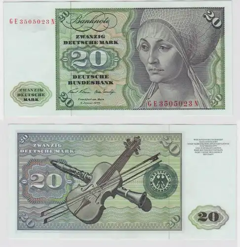 T113300 Banknote 20 DM Deutsche Mark Ro. 271b Schein 2.Jan. 1970 KN GE 3505023 N