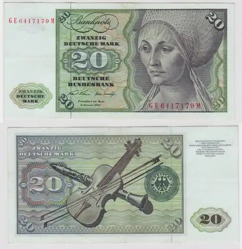 T112088 Banknote 20 DM Deutsche Mark Ro. 271b Schein 2.Jan. 1970 KN GE 6417179 M
