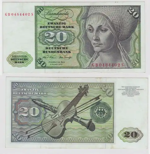 T112071 Banknote 20 DM Deutsche Mark Ro. 271a Schein 2.Jan. 1970 KN GB 0484402 S
