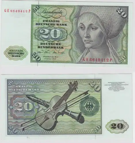 T112036 Banknote 20 DM Deutsche Mark Ro. 271b Schein 2.Jan. 1970 KN GE 8649412 P