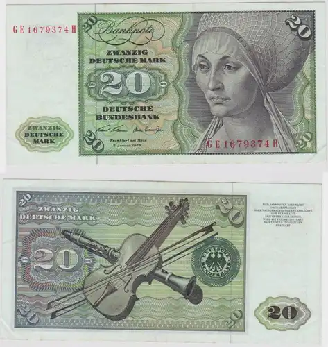 T111984 Banknote 20 DM Deutsche Mark Ro. 271b Schein 2.Jan. 1970 KN GE 1679374 H