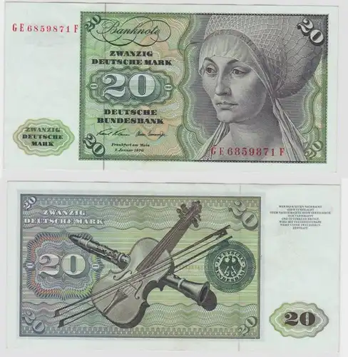 T111761 Banknote 20 DM Deutsche Mark Ro. 271b Schein 2.Jan. 1970 KN GE 6859871 F