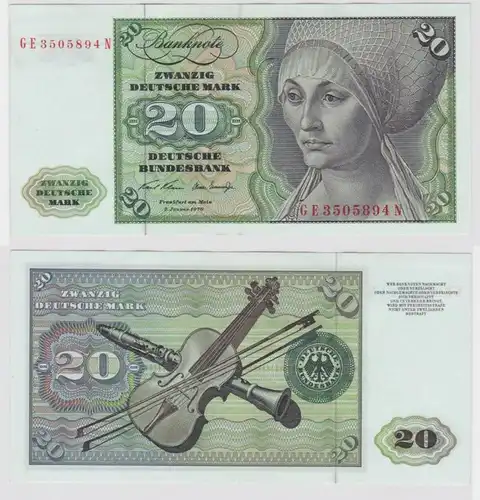 T110384 Banknote 20 DM Deutsche Mark Ro. 271b Schein 2.Jan. 1970 KN GE 3505894 N