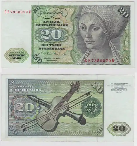 T110228 Banknote 20 DM Deutsche Mark Ro. 271b Schein 2.Jan. 1970 KN GE 7350979 W