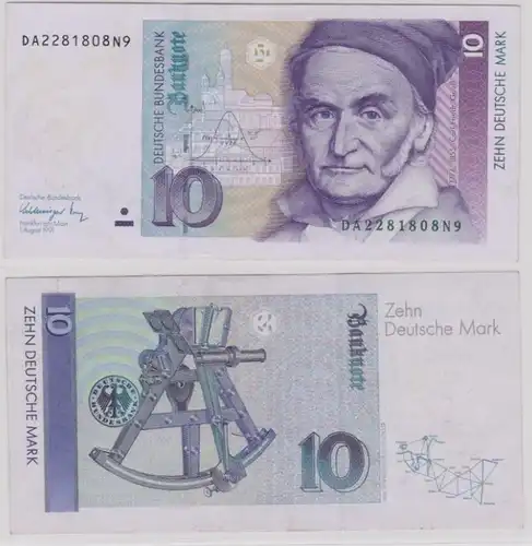 T144289 Banknote 10 DM Deutsche Mark Ro. 297a Schein 1.Aug. 1991 KN DA 2281808N9