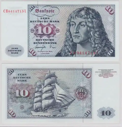 T143817 Banknote 10 DM Deutsche Mark Ro. 275a Schein 1.Juni 1977 KN CH 0414715 L
