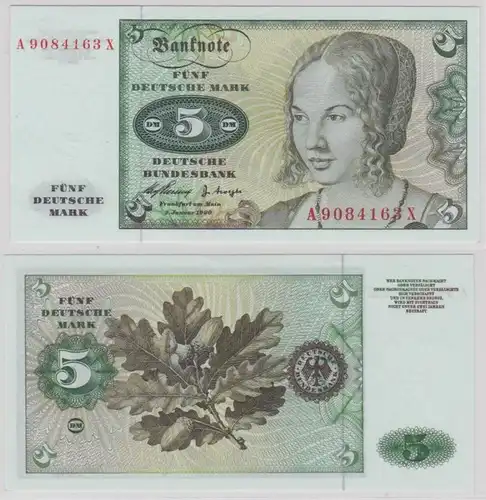 T144836 Banknote 5 DM Deutsche Mark Ro. 262e Schein 2.Januar 1960 KN A 9084163 X