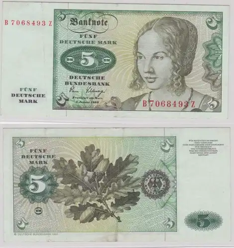 T144827 Banknote 5 DM Deutsche Mark Ro. 285a Schein 2.Januar 1980 KN B 7068493 Z